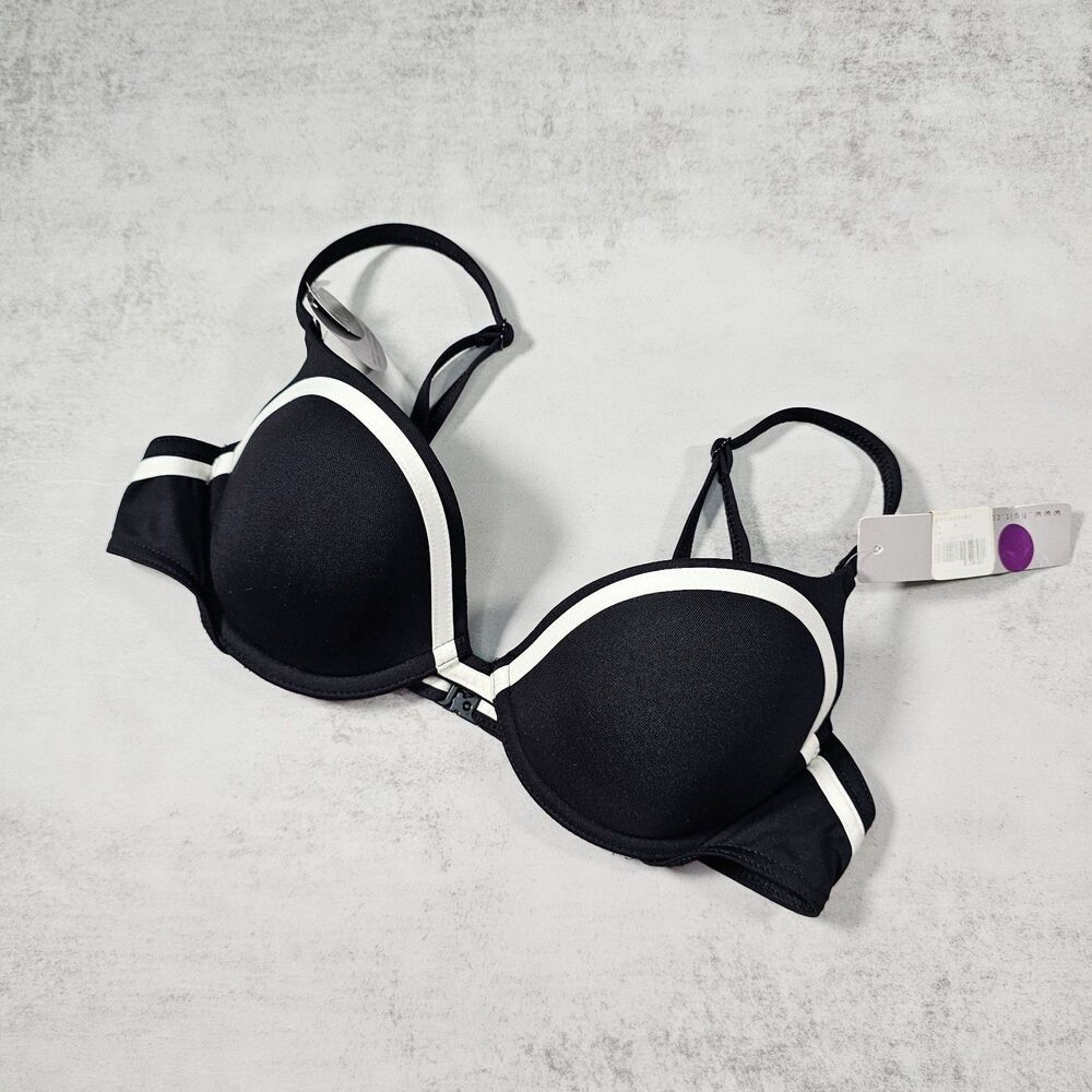 Huit Sunset Stripes Black Padded Bikini Top w Multiway Straps Size 34A